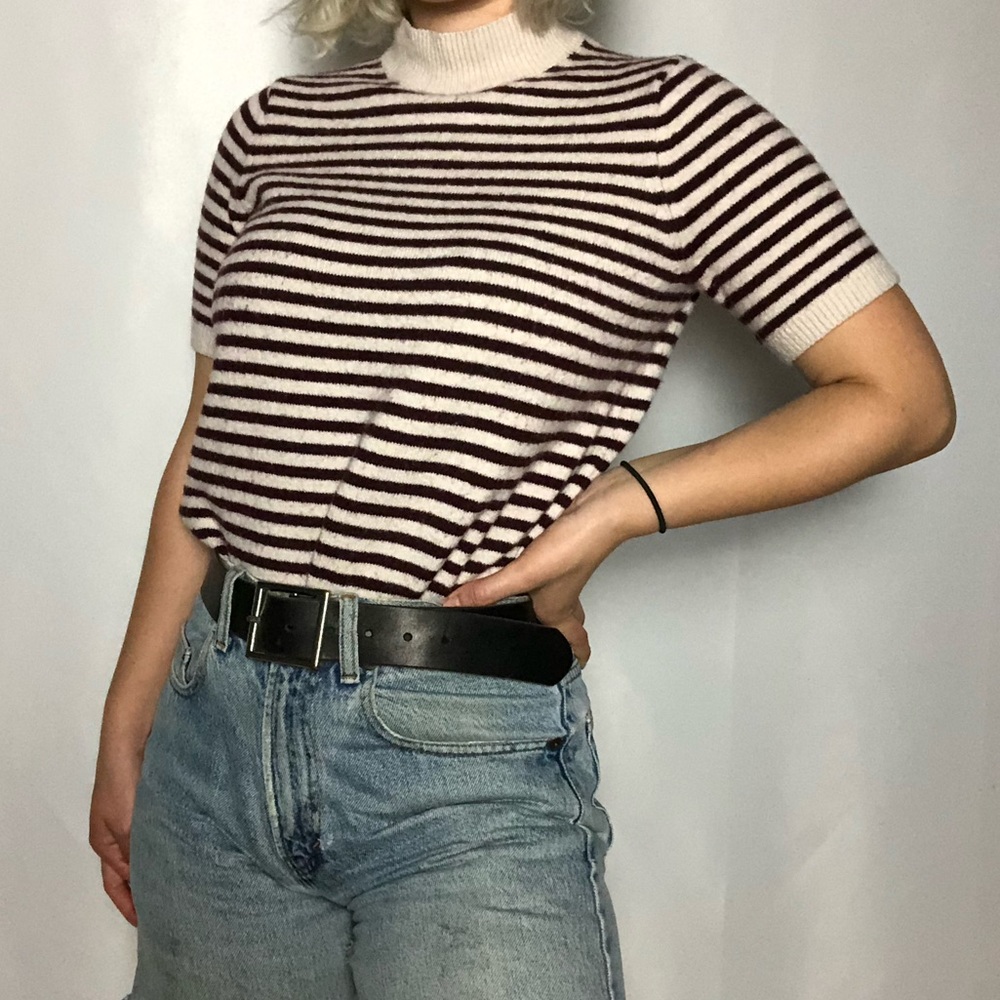 Stripped Short Sleeve Sweater